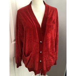 Vintage Jaclyn Sport Women's sz M Cardigan sweater fleece Red long sleeve